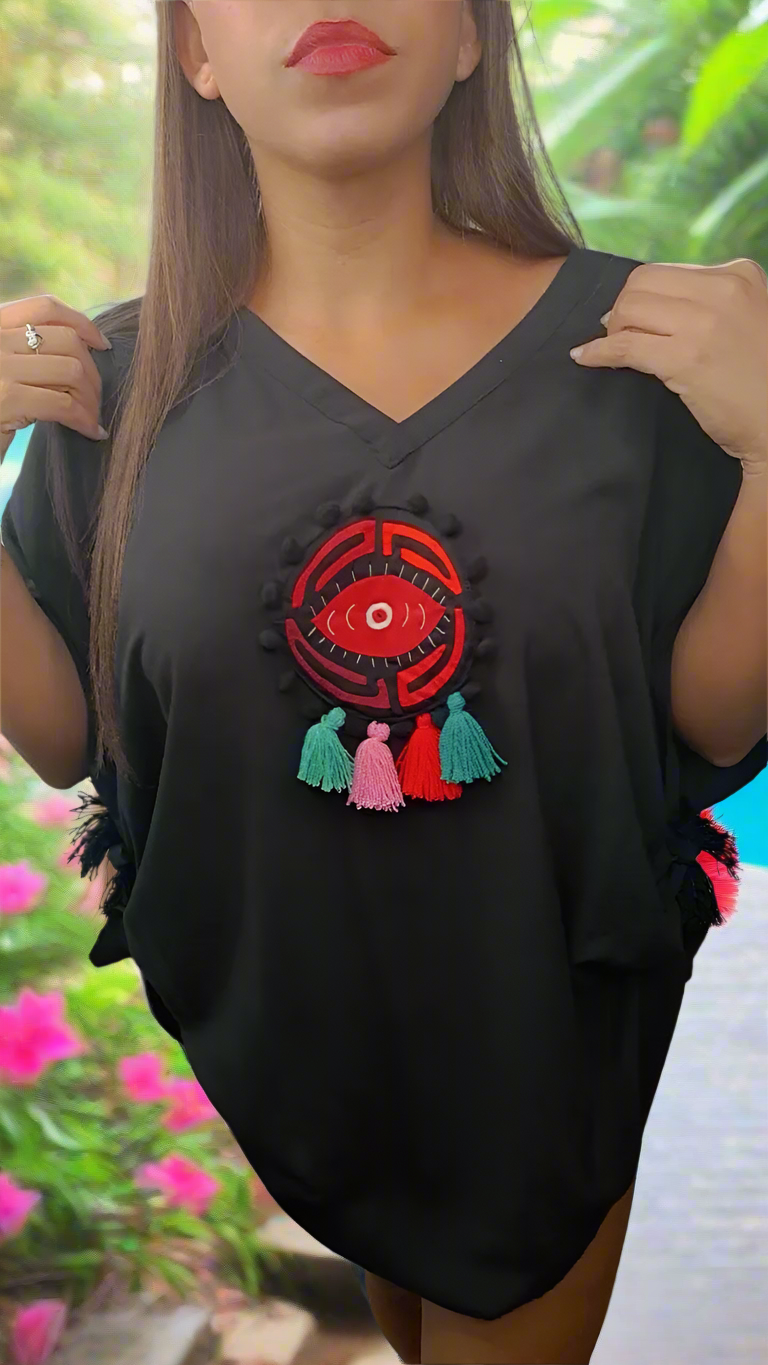 Protection Mola Poncho | Hamsa Collection | Nido Shop