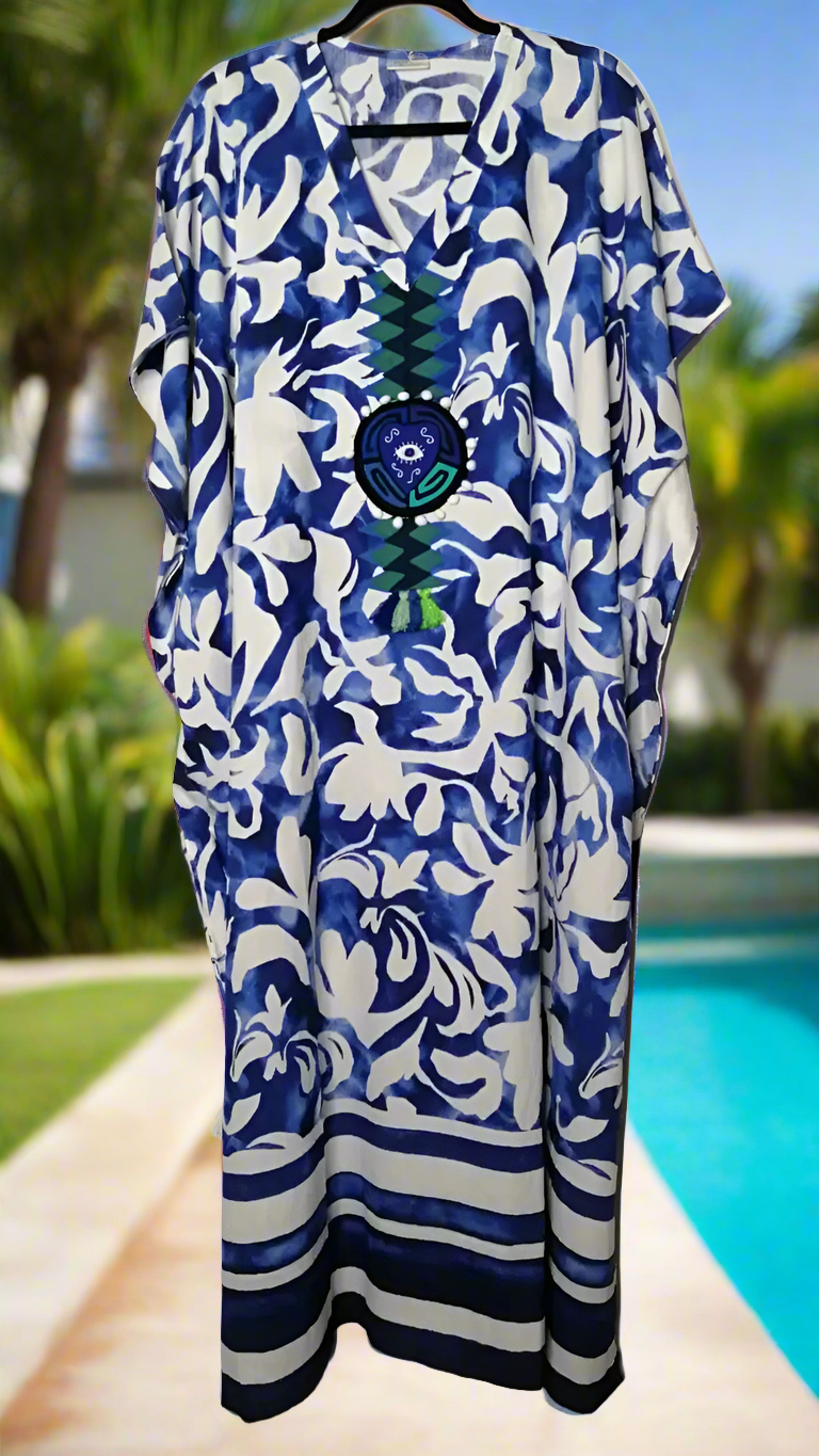 Pinta Mola Kaftan Azulejo | Hamsa Collection