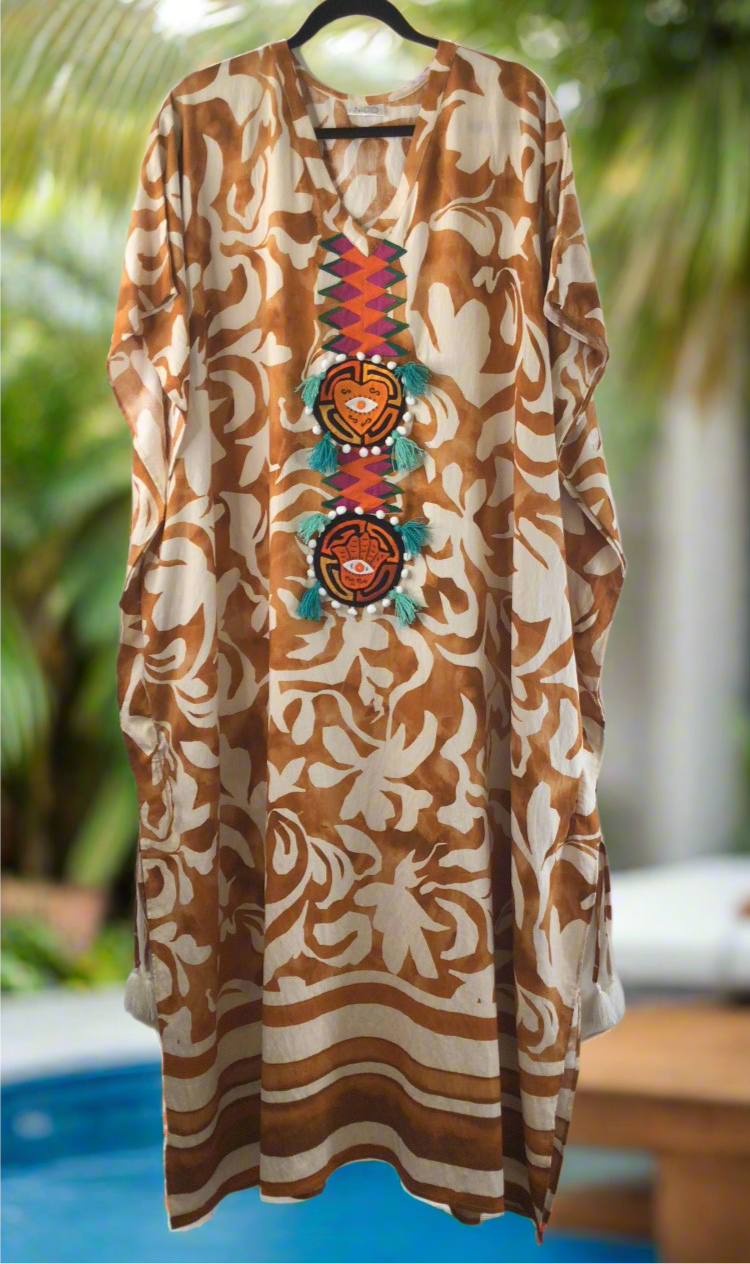 Ombre Pinta Mola Kaftan Mosaico | Hamsa Collection